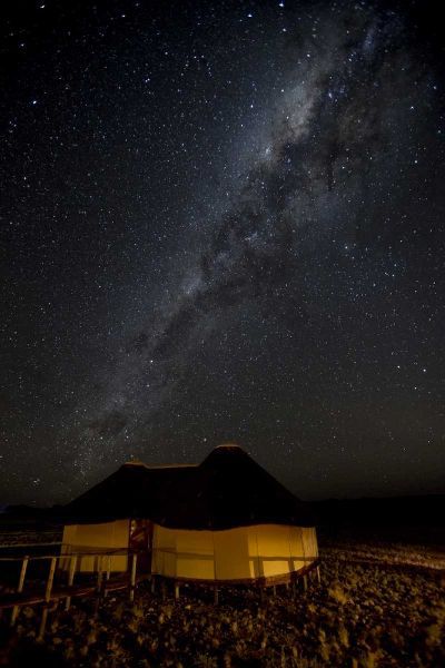 Namibia, Namib-Naukluft Park Hut and Milky Way